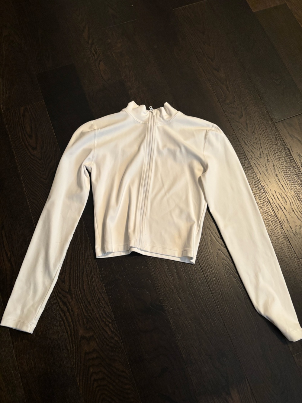 TNA White Cropped Long Sleeve Zip Jacket